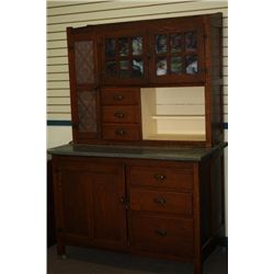 Original Finish Mission Oak Dish Cupboard