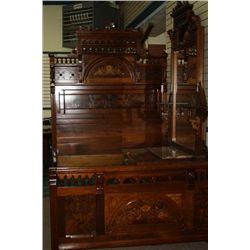 2 Pc Victorian Walnut Inlaid Bed Set