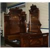 Image 2 : 2 Pc Victorian Walnut Inlaid Bed Set