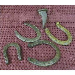 4 Horse Shoes and Railroad spike