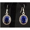 Image 1 : SAPPHIRE CORRUNDUM 37.52CTW SILVER HOOK EARRING