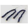 Image 2 : 31.57ct 2 Row Faceted Sapphire Silver Hook Earring