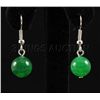 Image 1 : NATURAL 15.30CTW ROUND JADE SILVER HOOK EARRING