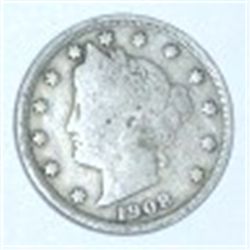 1908 LIBERTY HEAD "V" NICKEL RED BOOK VALUE IS $10.00+ *NICE EARLY FINE GRADE NICKEL*!!