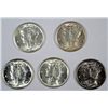 Image 1 : 5  1945S  Mercury dimes GEM65 BEAUTYS   est $125-$150