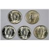 Image 1 : 5  1945D  Mercury dimes GEM65 BEAUTYS   est $125-$150