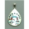 Image 1 : Zuni Sterling Silver Multi-Stone Rainbow Kachina Pendant - Fred & Lolita Natachu