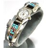 Image 1 : Zuni Multi-Stone Sun Face Sterling Silver Women's Watch - Raylan & Patty Edaakie