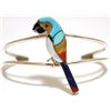 Image 1 : Zuni Multi-Stone Inlay Macaw Sterling Silver Cuff Bracelet - Ernie Ohmsatte