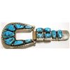 Image 1 : Old Pawn Zuni Sleeping Beauty Turquoise Sterling Silver Ranger Buckle - Robert & Bernice Leekya
