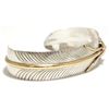 Image 2 : Navajo 12k Gold Fill over Sterling Silver Feather Cuff Bracelet - Virgil Reader