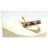 Image 2 : Zuni Coral & Turquoise Inlay Sterling Silver Men's Ring - Carmichael Haloo