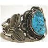 Image 2 : Navajo Spider Web Kingman Turuqoise Sterling Silver Cuff Bracelet - Kirk Smith