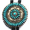 Image 1 : Zuni Turquoise Cluster Sterling Silver Bolo Tie