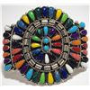 Image 1 : Navajo Multi-Stone Needlepoint Cluster Sterling Silver Cuff Bracelet - Juliana Williams