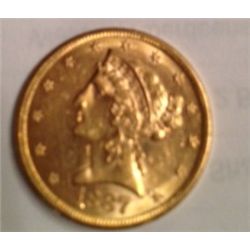 1887-S $5 GOLD LIBERTY BU