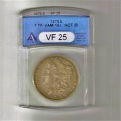 1878 7TF ANACS VF-25 VAM 162 HOT TOP 50 (Broken M&N, & r in trust of motto)