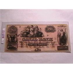 1800's $20 Canal Bank Note Ch AU