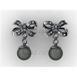 11MM Tahitian South Sea Pearl Diamond Butterfly Earring