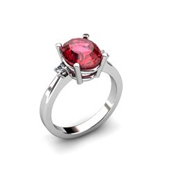 Garnet 2.80 ctw Diamond Ring 14kt White Gold