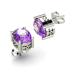 Amethyst 1.70ctw Earring 14kt White Gold