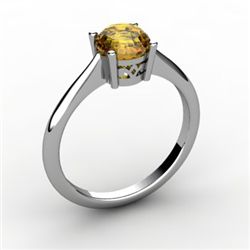 Citrine 0.70 ctw Ring 14kt White Gold