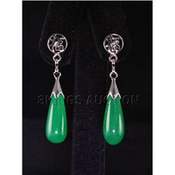 Natural 24.68ctw Green Jade Dangling Earring