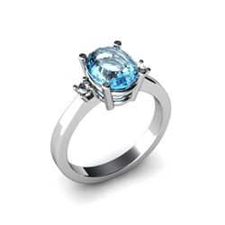 Aqua Marine 1.75 ctw Diamond Ring 14kt White Gold