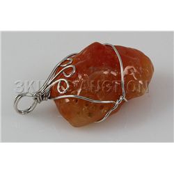 Natural 101.75ctw Uncut Carnelian Silver Pendant