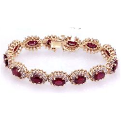 Ruby 18.40 ctw Diamond Bracelet 14k W/Y Gold