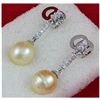 Image 2 : 10-11MM Dangling South Sea Pearl & Crystal Earring