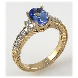 Genuine 1.80 ctw Tanzanite Diamond Ring 14k YG H, SI2