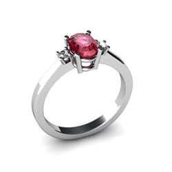 Garnet 0.55 ctw Diamond Ring 14kt White Gold