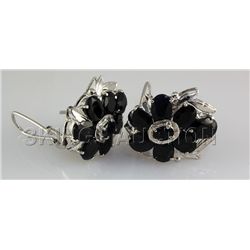 Natural Sapphire 72.04CTW Silver Flower Earring