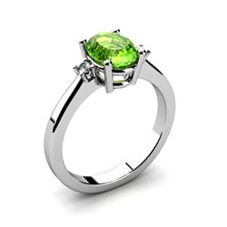 Peridot 1.35 ctw Diamond Ring 14kt White Gold