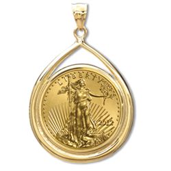 2012 1 oz Gold Eagle Teardrop Pendant (Prong Bezel) 14K