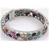 Image 1 : Semi-Precious Bangle Bracelet Rainbow 92.5 Sterling Sil