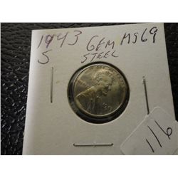 1943-S STEEL CENT B/U