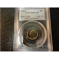 1970-S ROOSEVELT DIME PCGS PR68 CAM
