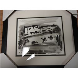 WATERCOLAR ON  PAPER "Bull Fight"In the manner of Picasso .