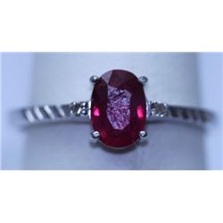 9.05 CTW RUBY AND DIAMOND RING .925 STERLING SILVER