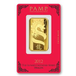 Gold Bars: Pamp Suisse One Ounce Gold Bar 2012 (Dragon