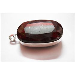 Natural 229.25 CTW. Ruby Oval Pendant .925 Sterling Sil