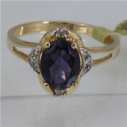 Genuine  1.44 ctw  Iolite Ring  14KT Yellow Gold