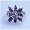 35.85 CTW RUBY ANTIQUE LOOKING JEWELRY .925 STERLING SI