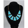 245CTW 7-SLABS SKY BLUE BRASS NECKLACE;18INCH