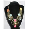 550CTW MULTI-COLOR CURTAIN BRASS NECKLACE; 18INCH
