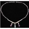 Image 1 : Sterling Silver Necklace w/ Pearls, Amethyst, Turquoise