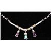 Image 2 : Sterling Silver Necklace w/ Pearls, Amethyst, Turquoise