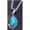 Image 2 : Mexican Silver Turquoise Teardrop Pendant on Necklace